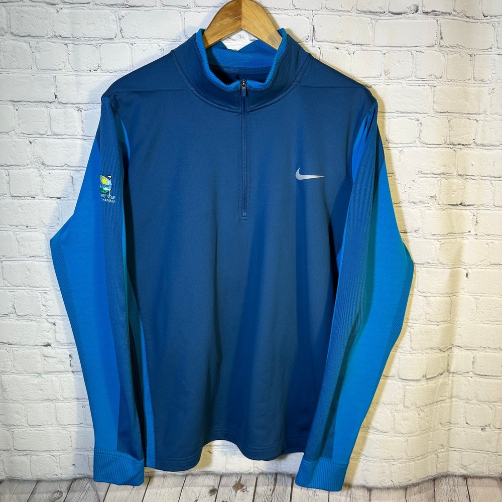 Nike Golf Tour Performance Mens Blue 1/4 Zip Pullover Dri-FIT 640095-496 L
